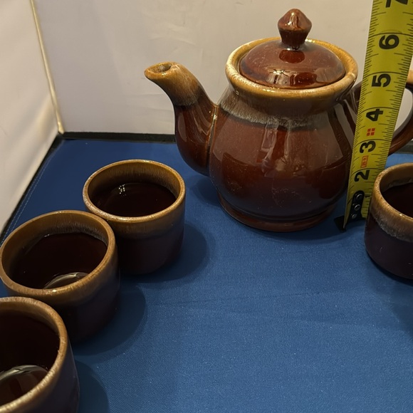 Tea service seven piece, tea pot, and 6 cups - Picture 2 of 5